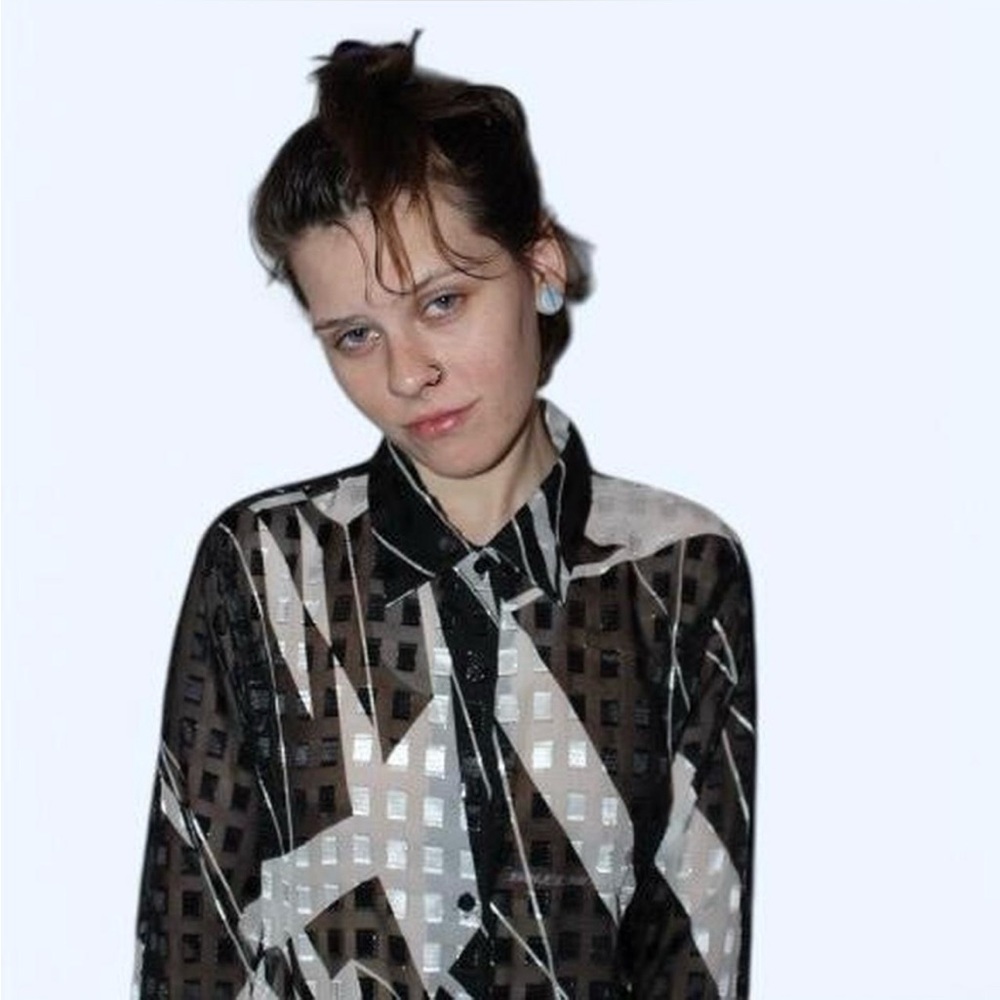 Vintage Geometric Print Mesh/Sheer Button Up by Notations Clothing Co